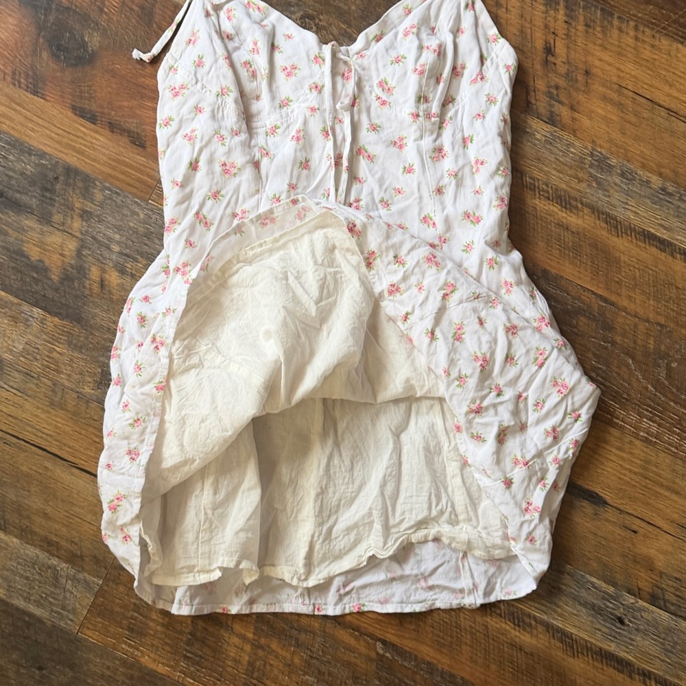 White floral cottagecore dress mini size medium summer spring - Picture 3 of 8